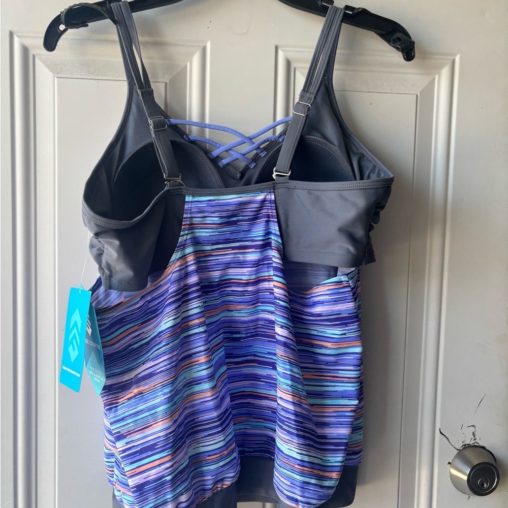 Free Country Women's Striped Camisole - Blue and Purple - Picture 2 of 6